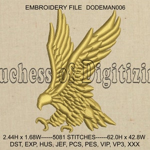 Eagle Embroidery Design, Bird Embroidery Design, Eagle Embroidery File, Bird Embroidery File, Machine Embroidery, DODEMAN006