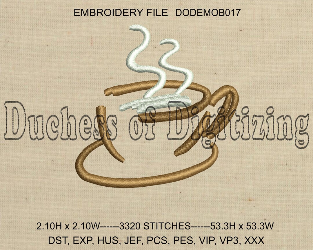 Coffee Cup Embroidery Design Coffee Cup Embroidery File Etsy