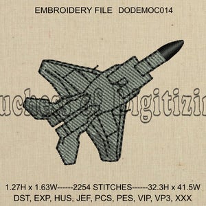 Jet da combattimento ricamo Design, Fighter Jet File di ricamo, minuscolo aereo ricamo Design, piccolo aereo ricamo File, DODEMOC014