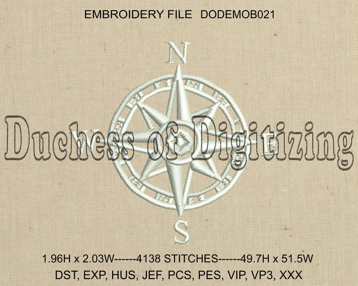 Nautical Compass Embroidery Design Nautical Compass Etsy