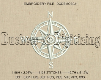 Nautischen Kompass Stickerei Design, nautischen Kompass Stickdatei, DODEMOB021