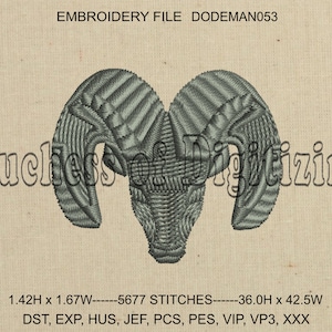 Ram Embroidery Design, Ram Embroidery File, DODEMAN053