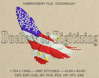 Eagle Design, US drapeau broderie motif de broderie, broderie oiseau, 4e de conception de broderie de juillet, DODEMHL001