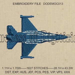 Jet da combattimento ricamo Design, Fighter Jet File di ricamo, minuscolo aereo ricamo Design, piccolo aereo ricamo File, DODEMOC013