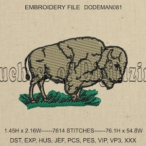 BISON Embroidery Design, Buffalo embroidery Design, Bison Embroidery File, Buffalo Embroidery File, DODEMAN081