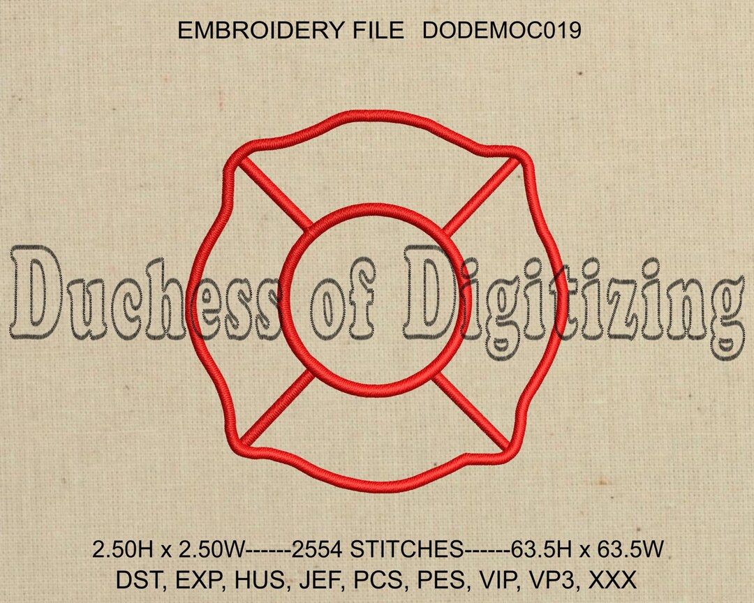 Maltese Cross Embroidery Design, Maltese Cross Embroidery File, Fire