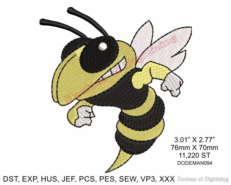 Hornet mascot machine embroidery design dodeman094  etsy