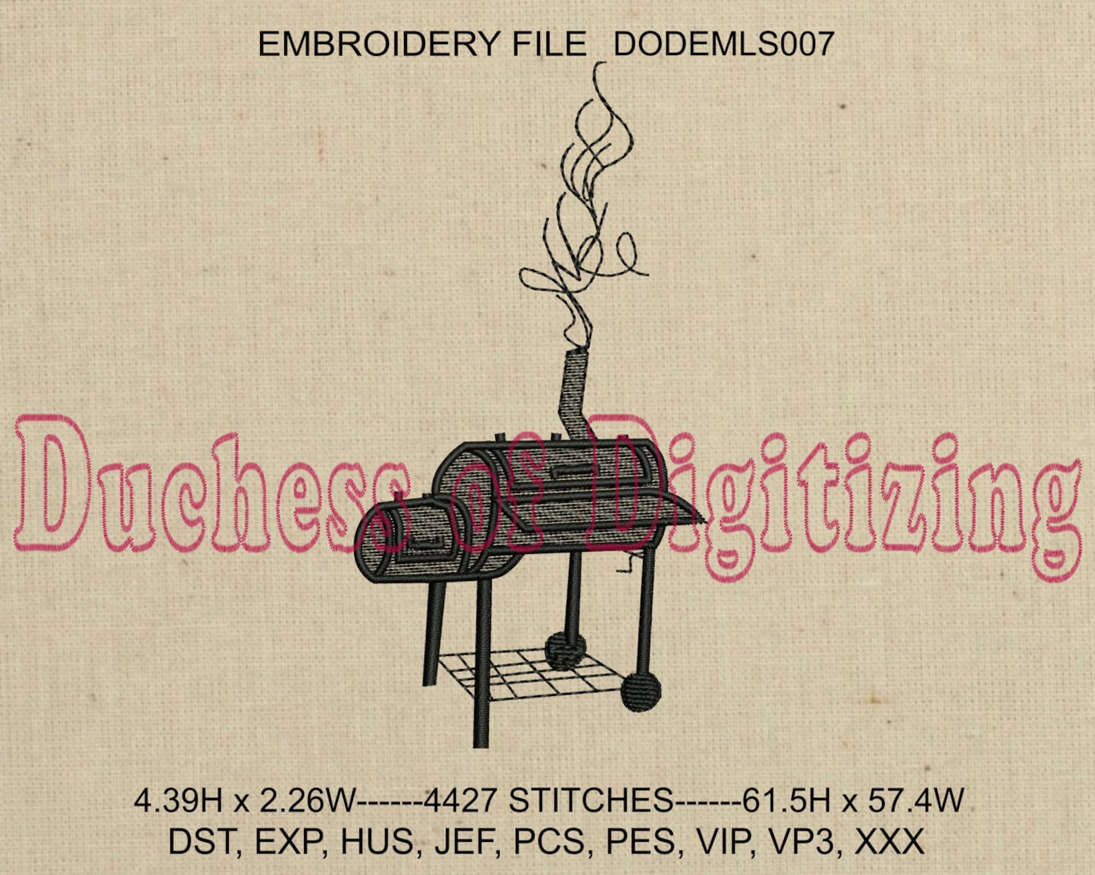 BBQ Grill Embroidery Design BBQ Grill Embroidery File Smoker Etsy