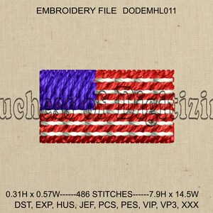 Tiny US Flag Embroidery Design, Tiny US Flag Embroidery File, US Flag Embroidery Design, us Flag Embroidery File,  DODEMHL011