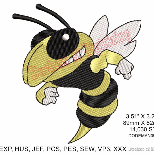 Hornet Mascot Machine Embroidery Design DODEMAN097