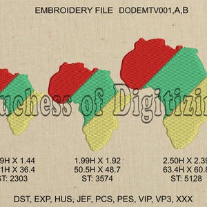 Africa Embroidery Design, Africa Embroidery file, Africa, continent, African Continent, DODEMTV001,A,B