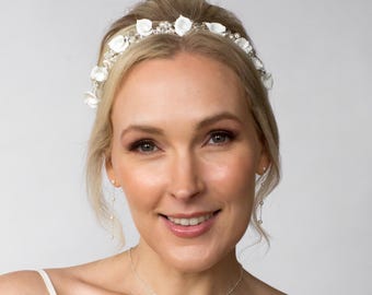 Corona de novia / Tiara de perlas grandes / Novia / Boda / Diadema