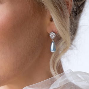 Baby Blau Perlen Ohrringe | Tropfen Ohrringe Set | Brautschmuck | Hochzeitsschmuck | Braut Ohrringe | Geschenk