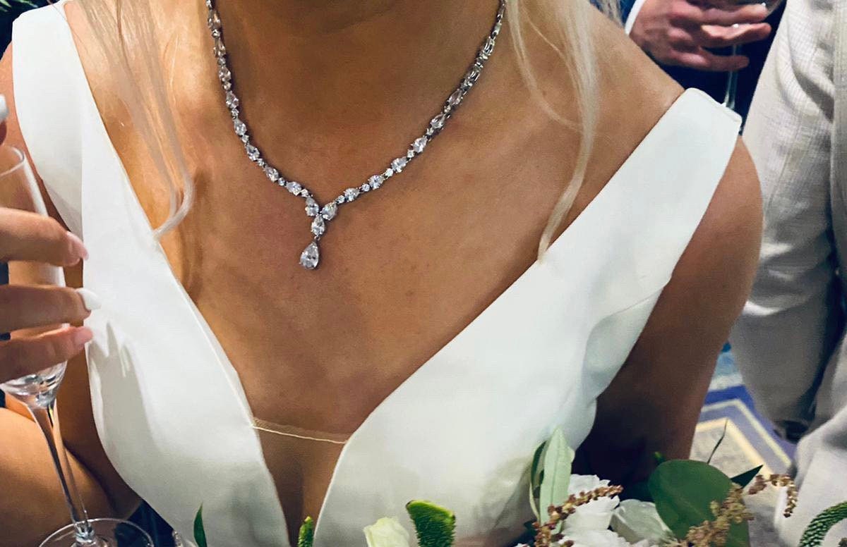 Set Gioielli Elegante Con Collana E Orecchini A Goccia Cristallo E Perle - Ideale Per Sposa E Cerimonie