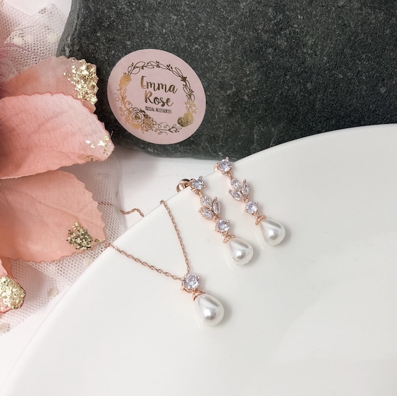 Pearl drop 2024 jewelry set