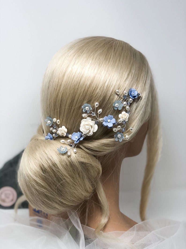 Blue Flower Hair Vine Me Not Hair Piece Wedding Hair Etsy Ireland