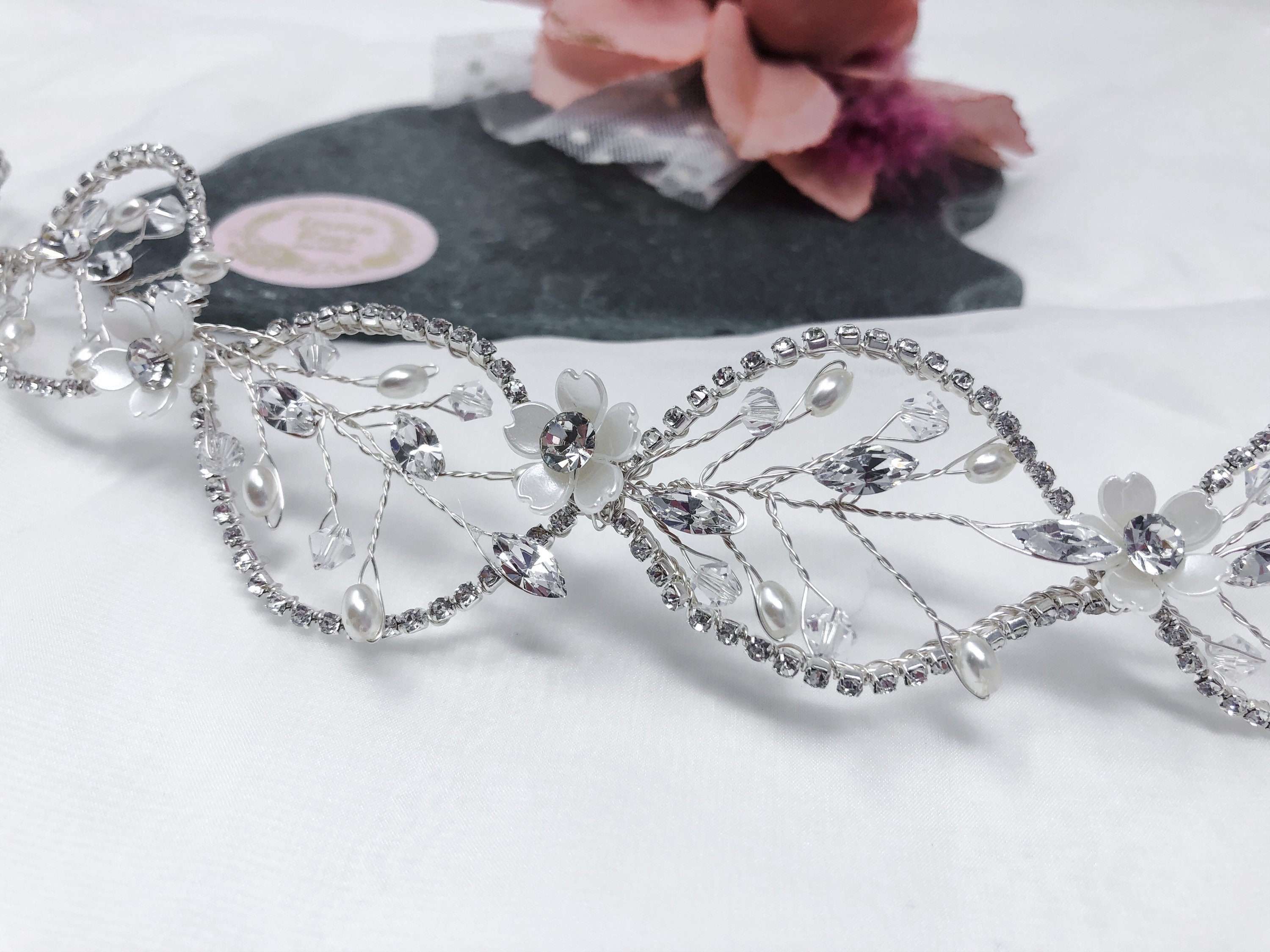 Perlen Braut Haarranke Silber - Strass Stirnband Haarschmuck Für Hochzeit & Festliche Anlässe