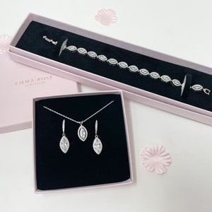 Marquise Teardrop Bridal Jewellery Set | Drop Earring Pendant | Crystal Jewellery | Wedding Jewellery | Gift