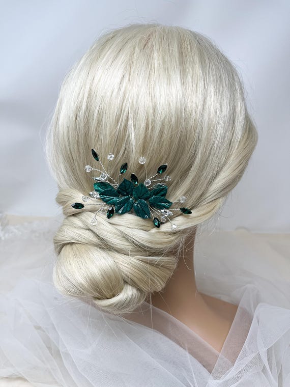 Bridal Hair Comb - Bridesmaids - Green Leaves Boho Hair  display picture 3