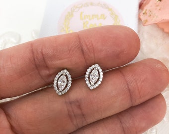 Sterling Silver Crystal Stud Earring - Marquise - Bridal Earrings - Wedding Jewellery - Bridesmaid Gift - Occasion Jewellery