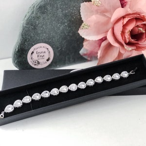 Cubic Zirconia Bridal Bracelet | Teardrop Bracelet | Wedding Jewellery |Bridal Jewellery | Gift