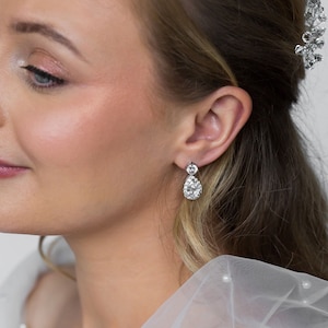 Brincos de Noiva | Brincos de Casamento de Prata | Brinco Pendente | Brincos de Cristal | Presente para Madrinha de Casamento | Joias de Noiva