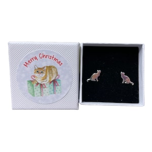 Ginger Cat Stud Earrings - Sterling Silver - Cat Lover Gift - Cat Breeds British  Blue Shorthair - Christmas - Stocking Filler - Cat mom