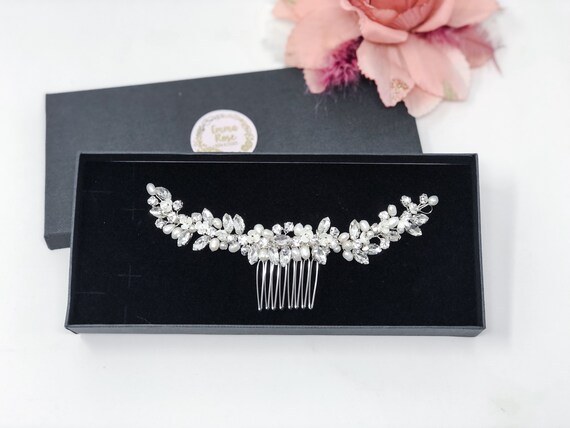 Freshwater Pearl Crystal Hair Comb | Bridal Hair Comb  display picture 1