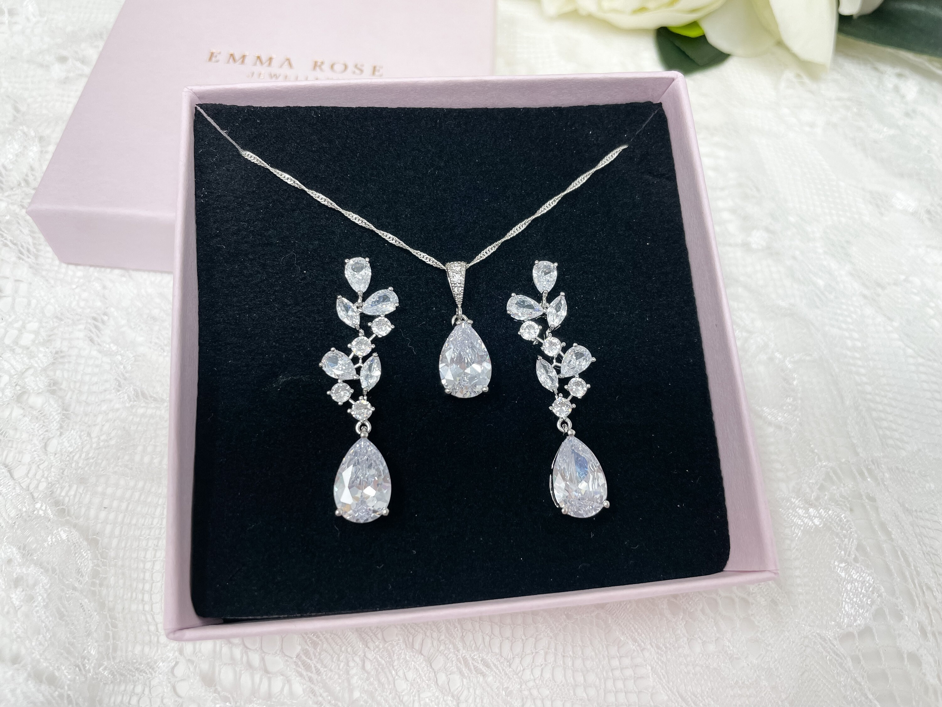 Teardrop bridal jewelry set clearance