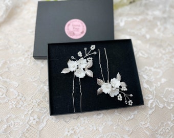 Bridal Hair Pins - Clay Flower Hair Pin - Wedding Hair Clip - Hair Slide - Bridal Hair Accessories