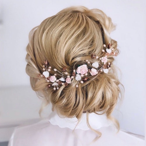 2 Blush Pink Hair Pins Rose Hair Pins Gold Bridal Pins Etsy UK