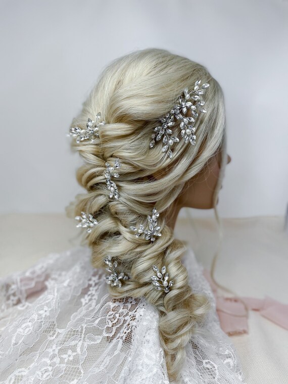 Crystal Pearl Bridal Hair Pins and Comb Set: Wedding Hair  display picture 3
