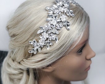 Statement Side Tiara, Bridal Headpiece, Wedding Headband, Rose gold or Silver Bridal Tiara