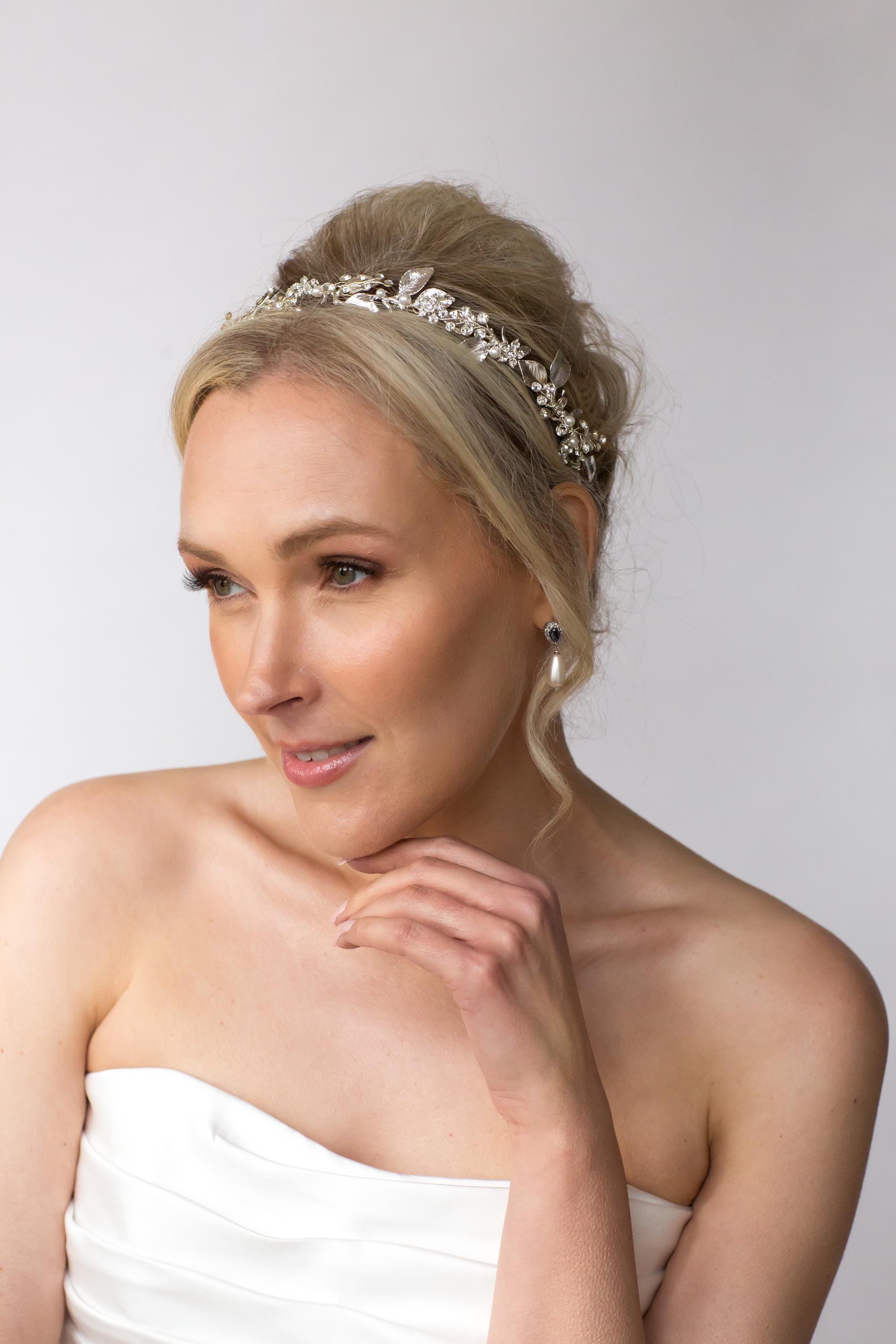 NEW BAG ! Red Rhinestone Bridal Headbank Silver Wedding Tiara Brides Headpiece Wedding Headband Crystal Bridal Headpiece Rhinestone Hair  main image 3