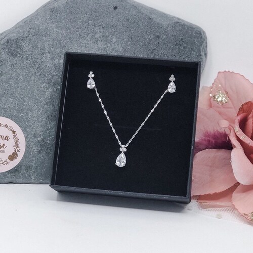 Small Delicate Drop Stud and Pendant 