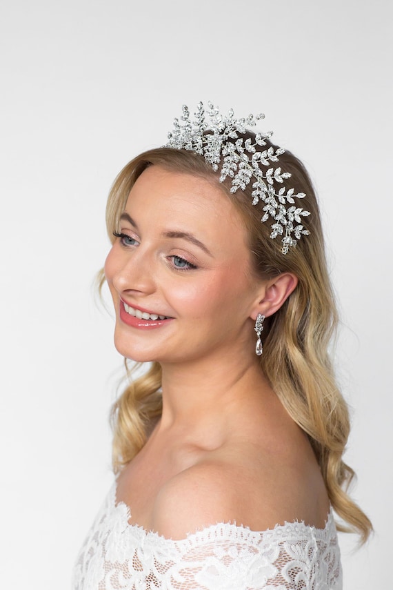 Silver Crystal Bridal Crown - Crystal Wedding Tiara 