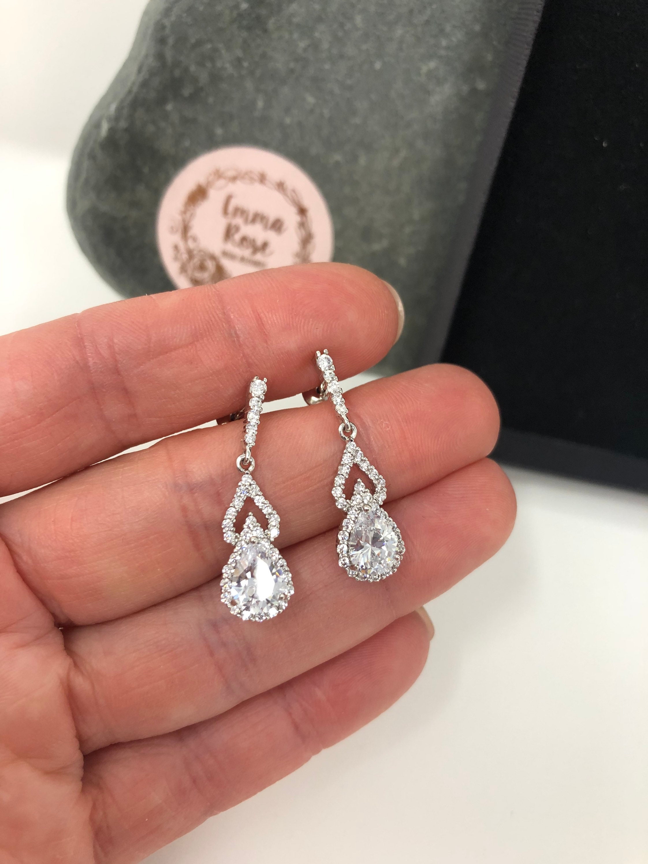 Set Collana E Orecchini Goccia Da Sposa Con Perle E Cristalli - Argentato, Avalaya, Donna