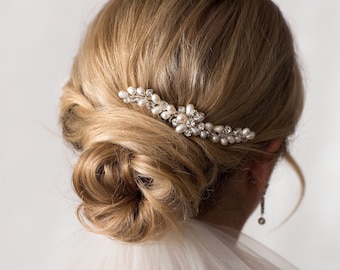 Freshwater Pearl Bridal Comb - Wedding Hair Comb - Clasp - Slide - Clip - Silver Bride Hair Piece