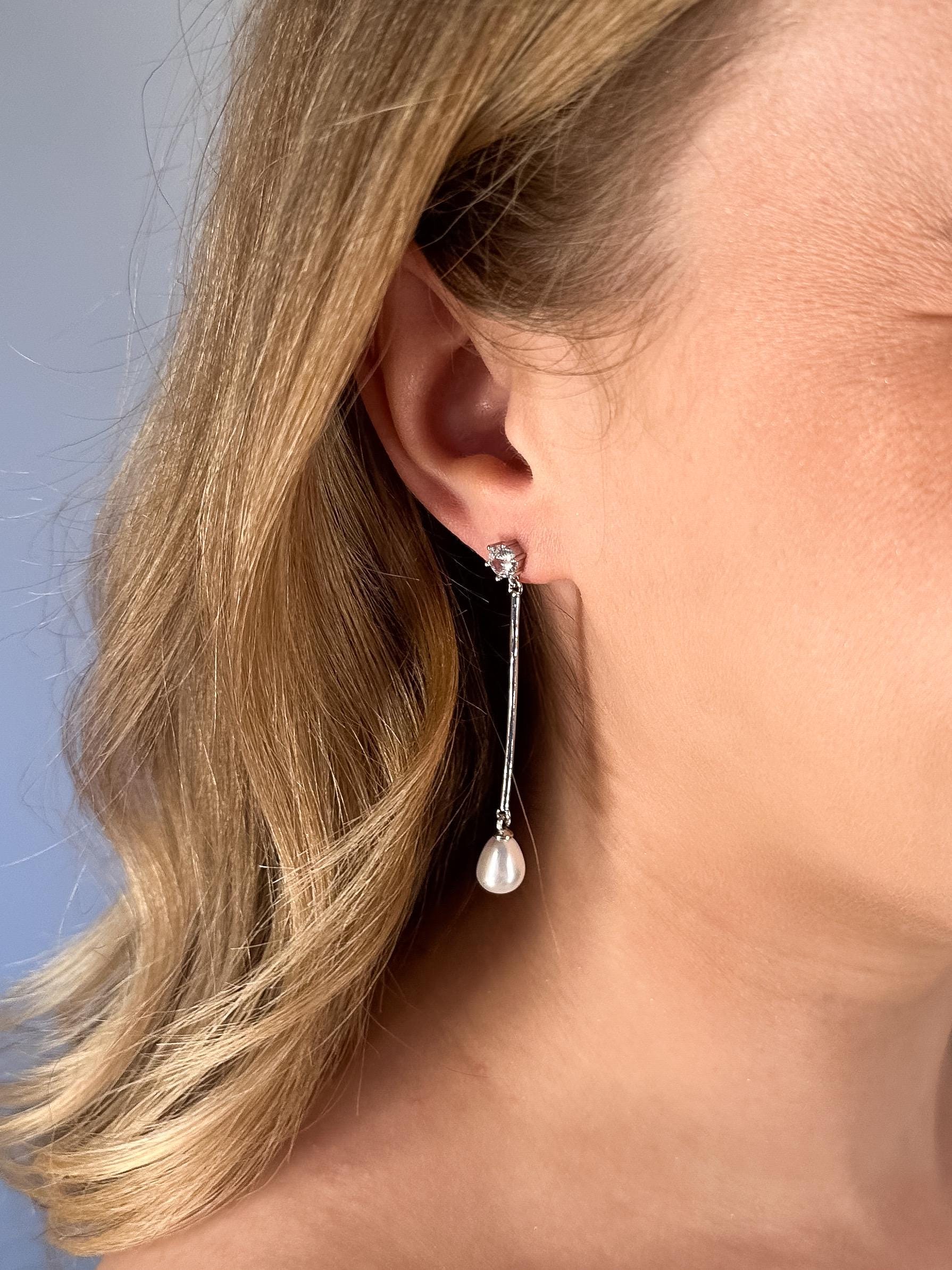 Orecchini Lunghi Pendenti Donna – Perle E Zirconi, Stile Boho Chic Per Matrimonio O Serate Speciali