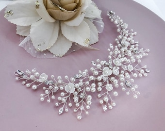 Crystal and Pearl Bridal Hairpiece - Wedding Hair Comb - Pearl Bridal Hair Vine - Bridal Accessories - Headpiece