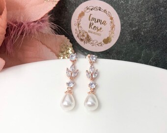 Orecchini da sposa in oro Noémie con zirconi a ventaglio e