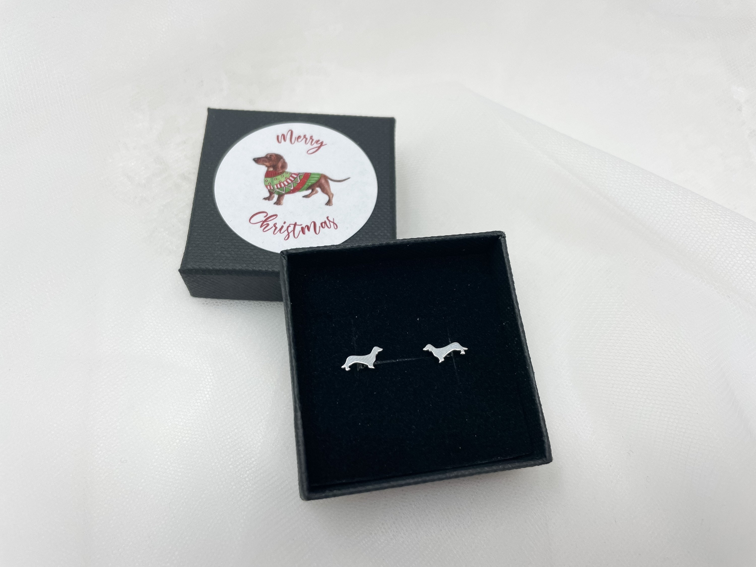 Orecchini a bottone bassotto - Orecchini a bottone in argento Doxie, regalo per gli amanti dei bassotti /CERCHIO - Italia