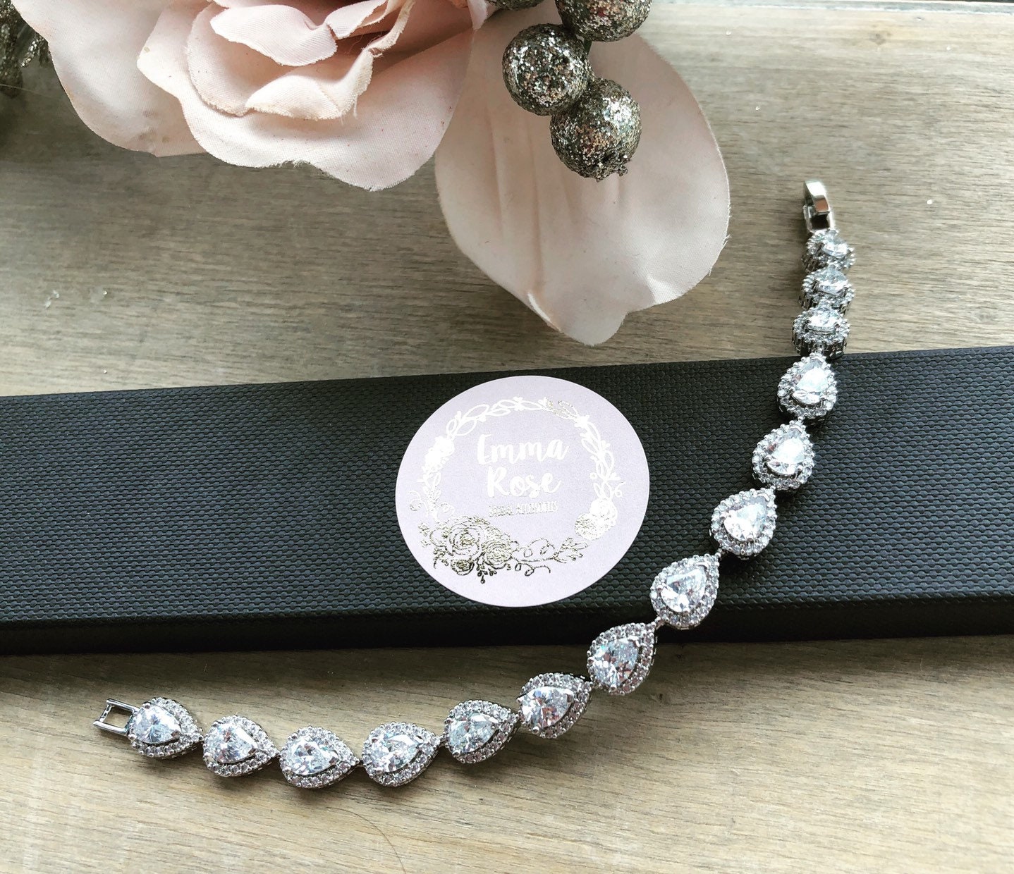 Bracciale da sposa con zirconi cubici: gioielli da sposa a goccia - Italia
