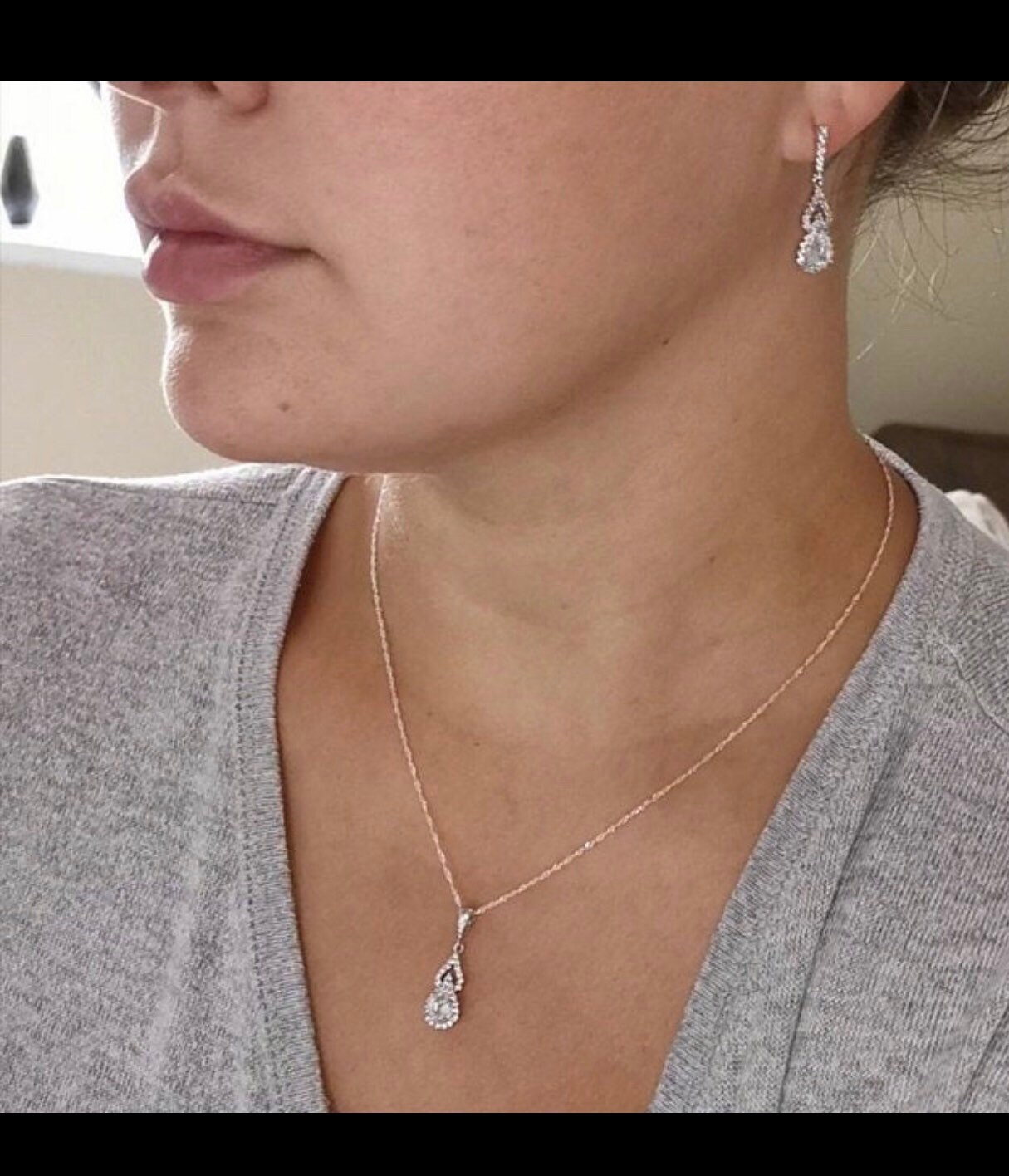 Set Gioielli Sposa Cristallo - Collana E Orecchini A Goccia, Per Donne E Ragazze, Elegante E Brillante