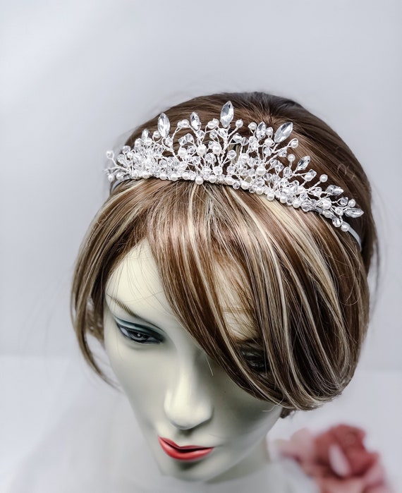 Silver Crystal Bridal Tiara Headband - Sparkling Wedding Crown Amazon.com: SWEETV Silver Wedding Tiara for Women, Crystal  main image 2