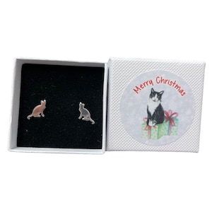 Cat Stud Earrings - Sterling Silver - Cat Lover Gift - Cat Breeds - Bengal - British  Blue Shorthair - Christmas - Stocking Filler - Cat mom