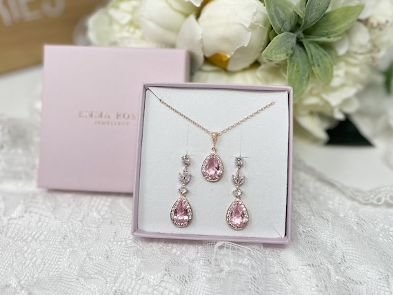 Pink bridal hotsell earrings