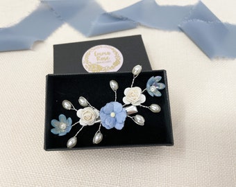 Flower Girl Vine, Forget me not blue hair Clip, Bridesmaid Hair Clip, Mummy and Me, Wedding Hair Clip