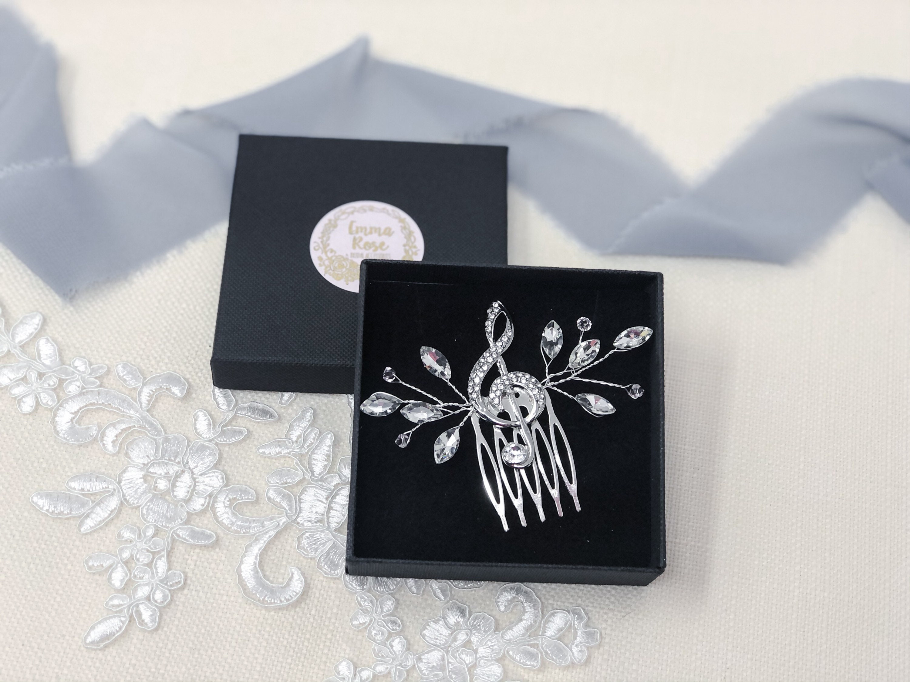 Musical Note Hair Comb, Rose Gold Or Silver, Bridesmaid gift, Bridal Hair Comb, Treble Clef