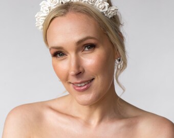 Corona de novia / Tiara de perlas grandes / Novia / Boda / Diadema